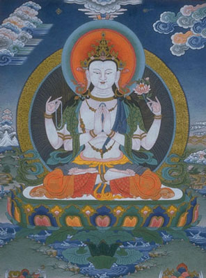 Четырёхрукий Авалокитешвара (тиб. Ченрезиг Чакчжипа)