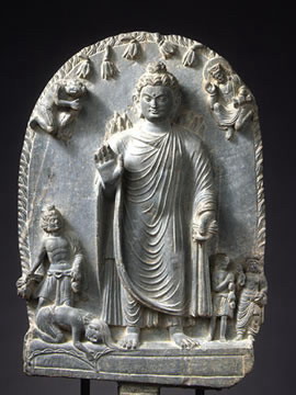 Будда Дипанкара ступает на волосы аскета Сумедхи