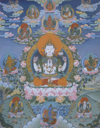 Авалокитешвара в окружении эманаций богини Тары